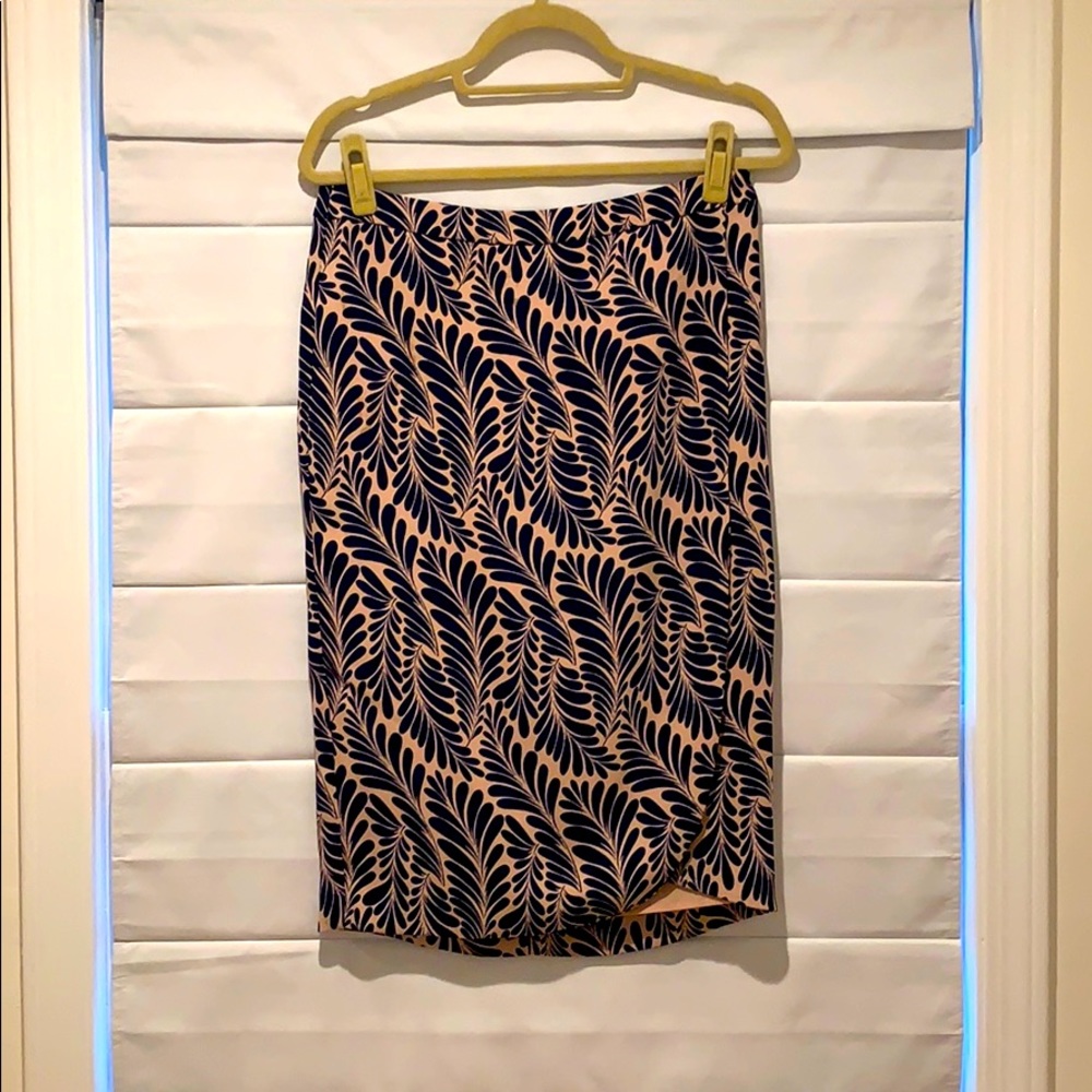 Silky navy and pink skirt